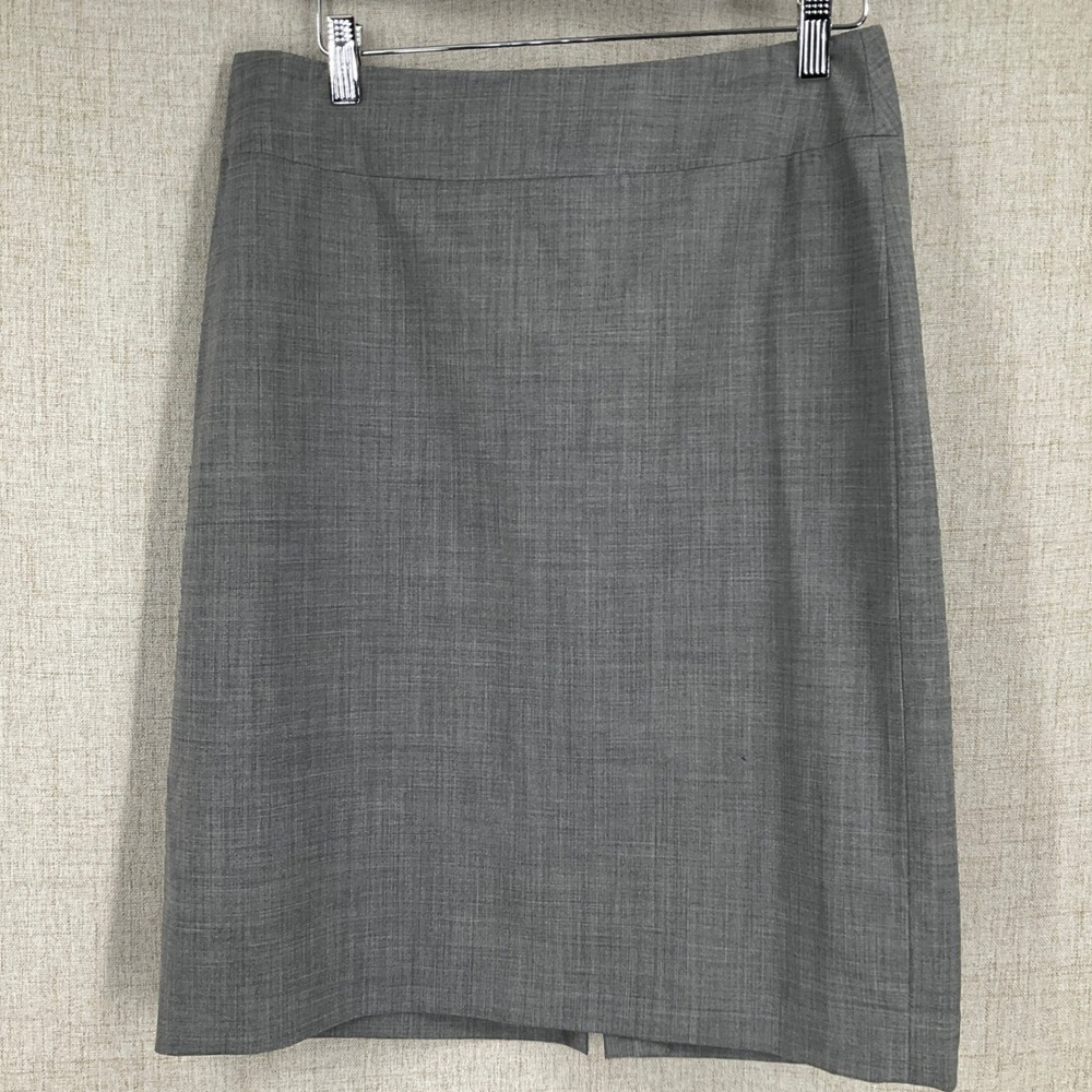 Banana Republic Pencil Skirt Womens 6‎ Gray Wool Quiet Lux Office Classic Italy